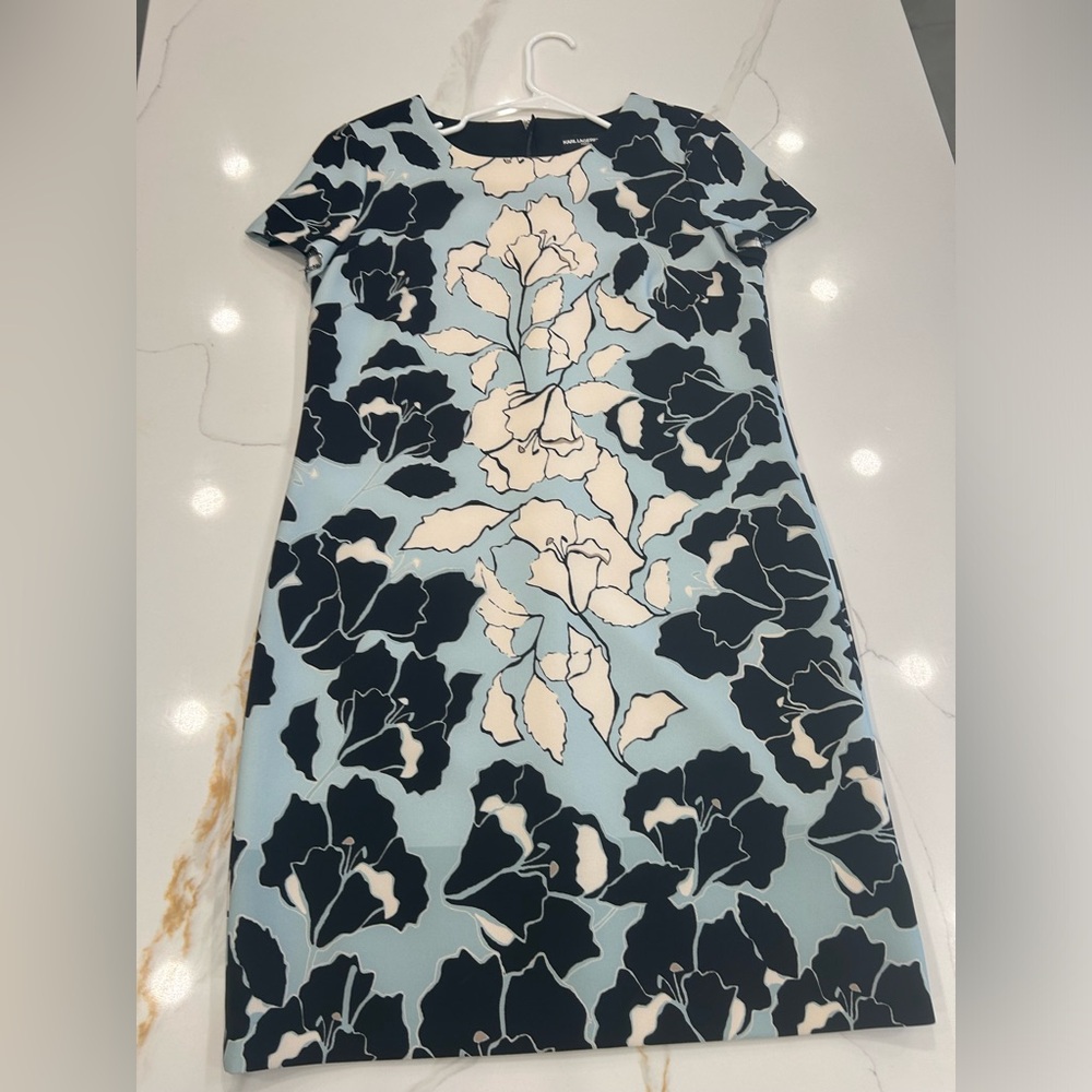 Karl lagerfeld floral dress black blue white